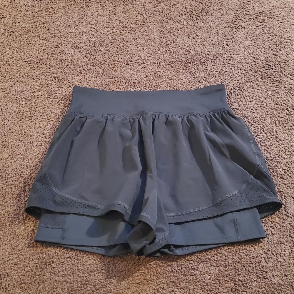 Spanx Get Moving Shorts Two Layer  Stretch Pocket Slimming Support Size Large
